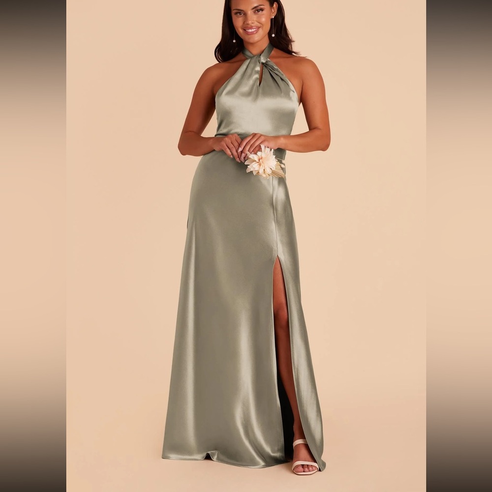 Bridesmaid dress, never worn, moss green, satin